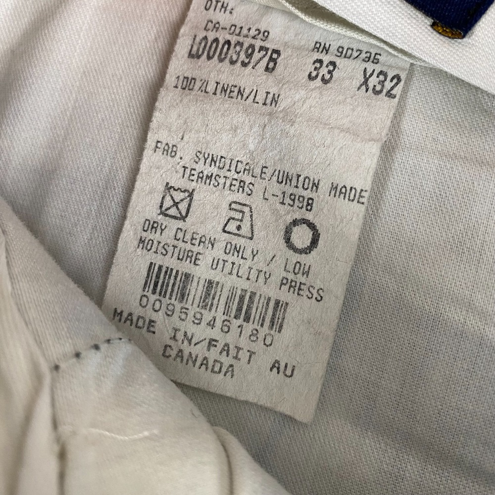 Vtg Polo University Ralph Lauren Mens 33x32 Blue Herringbone Linen Trousers - Picture 6 of 16